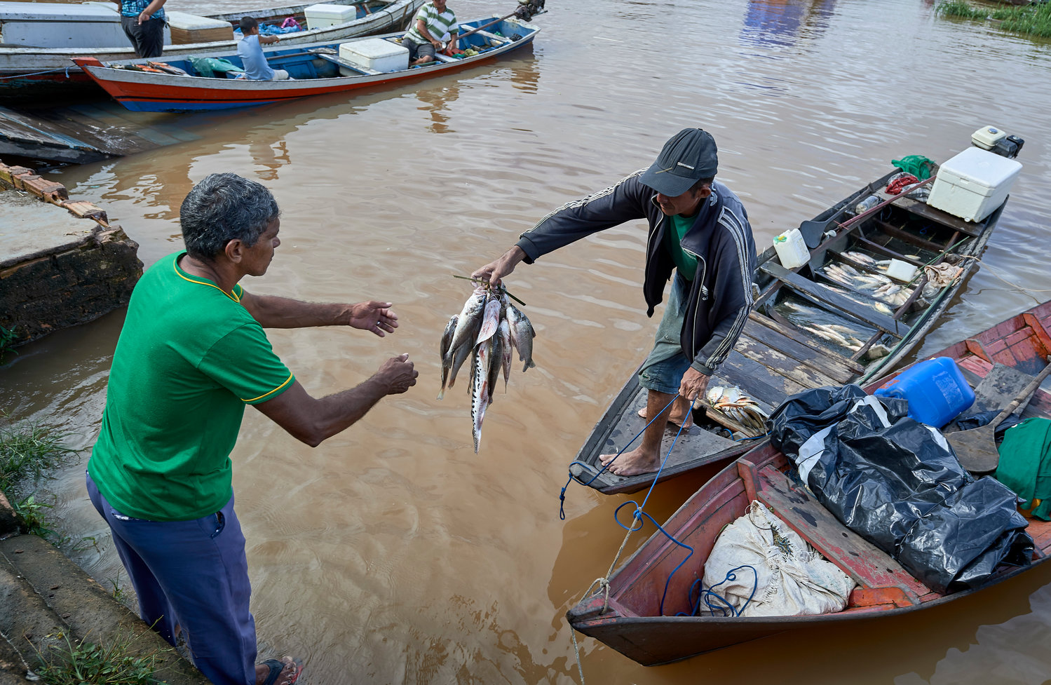 A fisher sells part of his catch at the dock in Santarem, a city alongside the Amazon River in Brazil's northern Para state. The Vatican released Pope Francis' postsynodal apostolic exhortation, "Querida Amazonia" (Beloved Amazonia), Feb. 12, 2020.